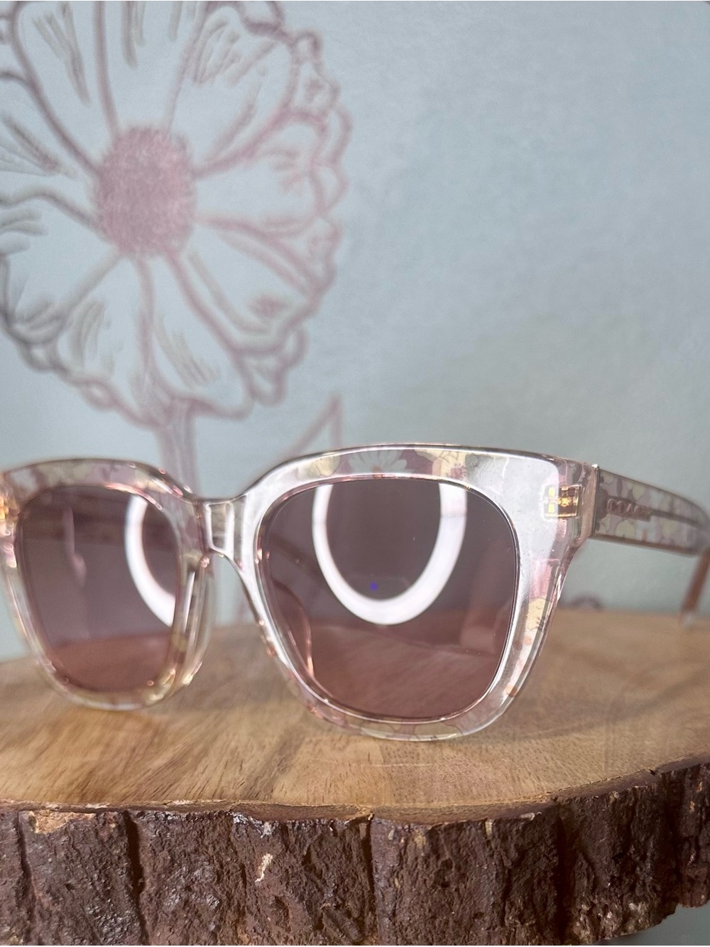 Coach Transparent Pink Floral Sunglasses - Picture 3 of 10
